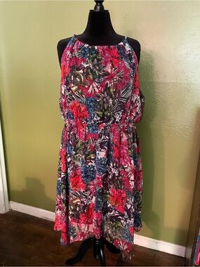 Floral Halter Summer Dress in Pink